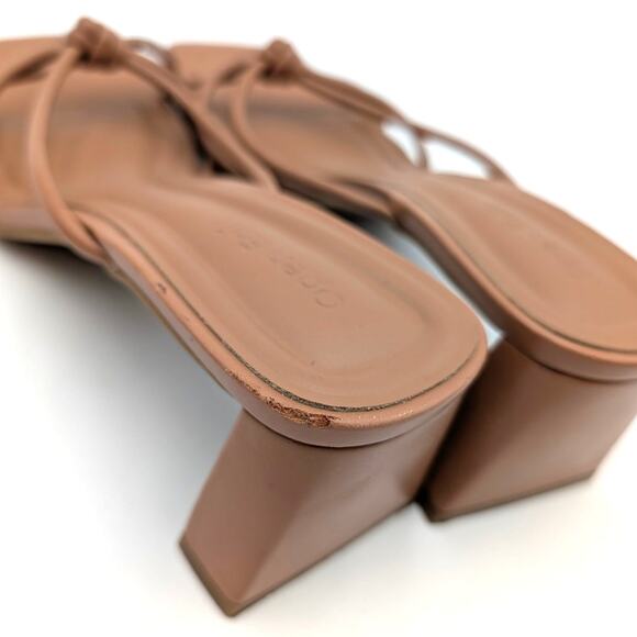 Open Edit Jamie Block Heel Sandals Open Toe Women's Tan Cashew Size US6M EU36.5 - Picture 8 of 10